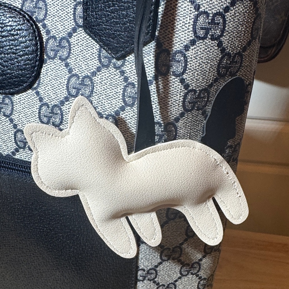 Black and Cream Cat Bag Charm - Picture 2 of 2